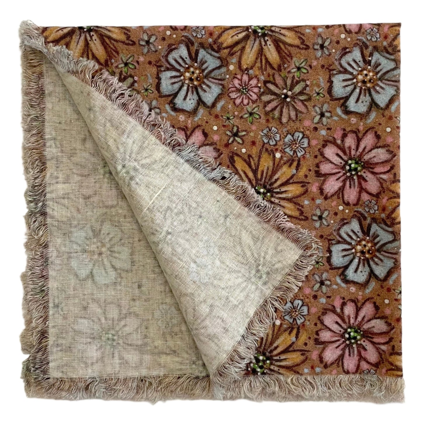 cloth napkin frayed in floral design