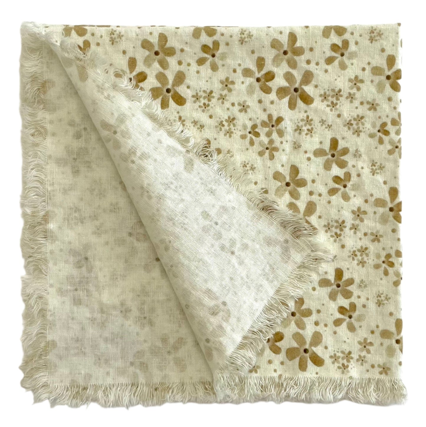 cloth napkin frayed in natural floral design
