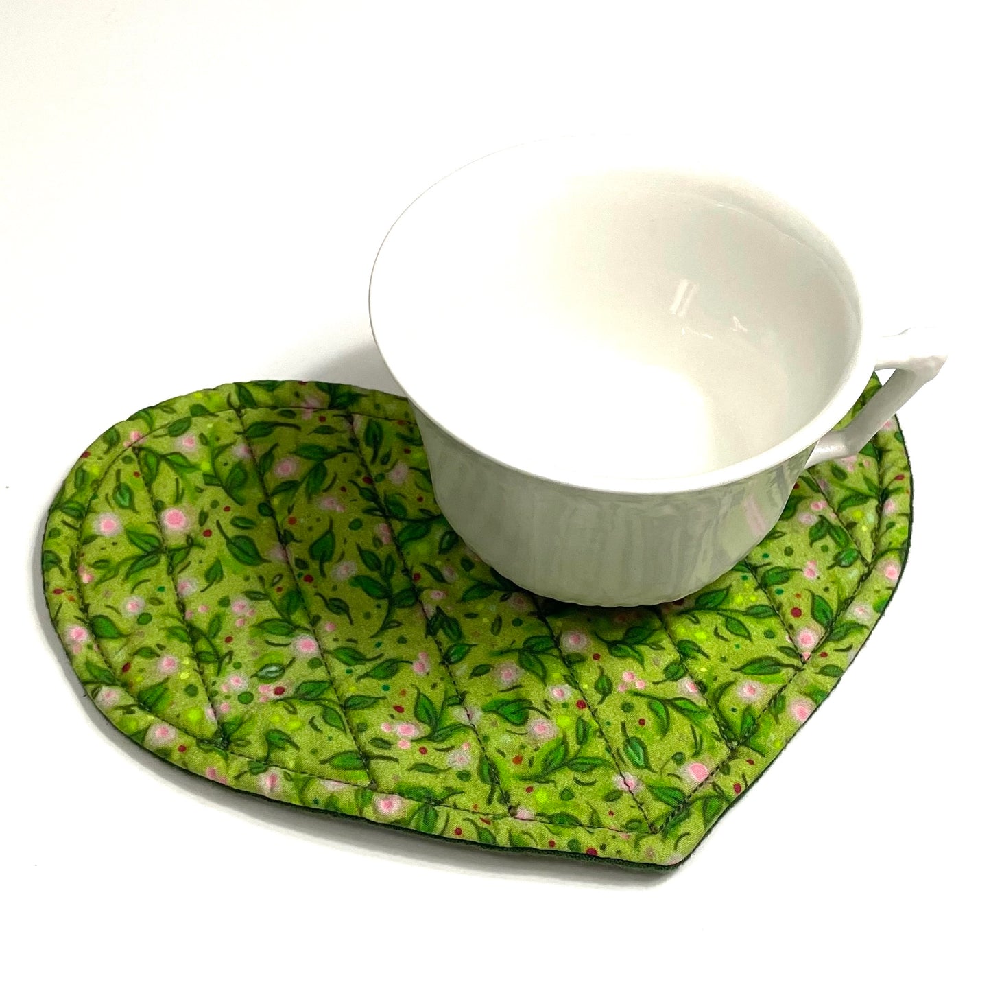 Mug Mat (Heart) "Pinky Leaves"