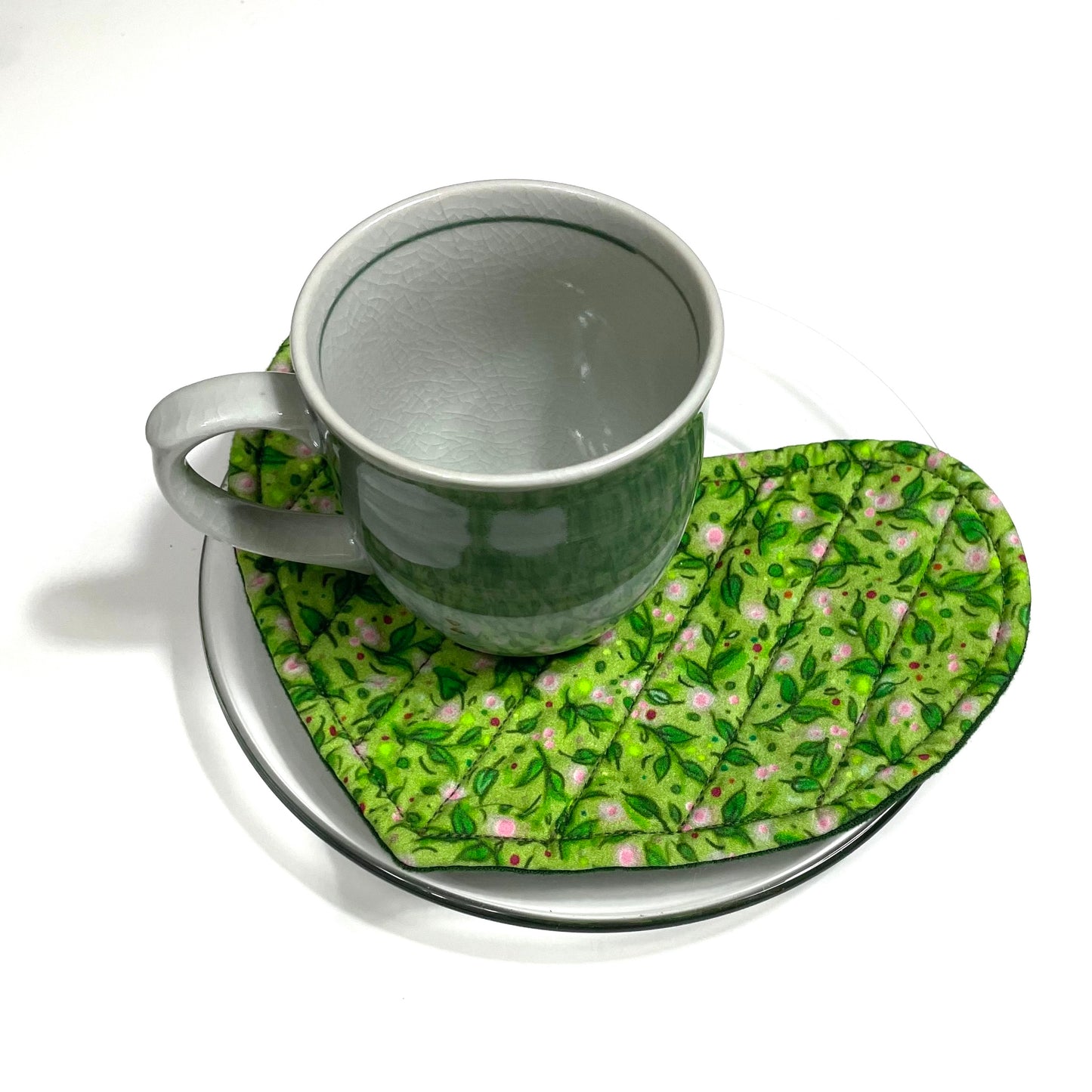 Mug Mat (Heart) "Pinky Leaves"