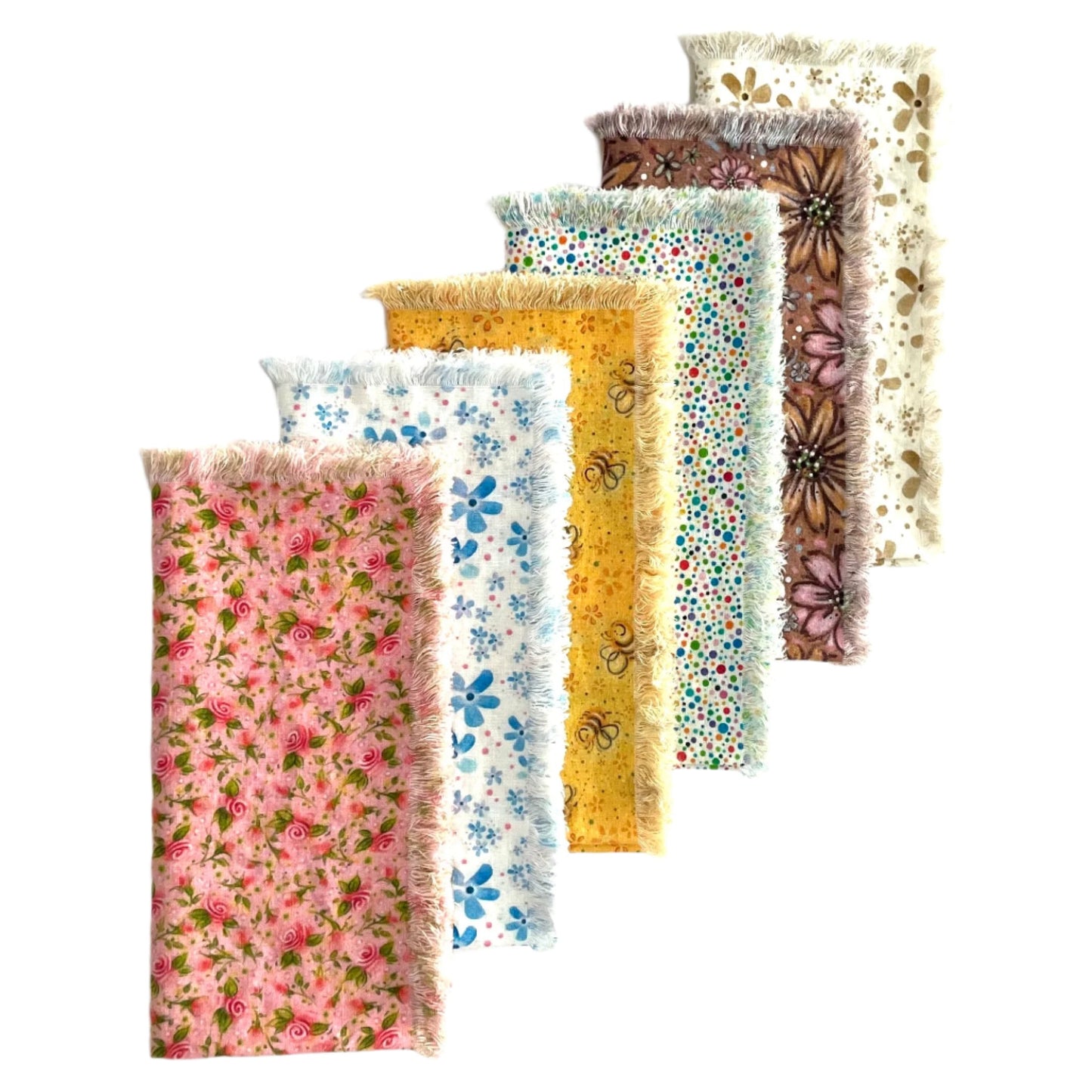 6 frayed napkins