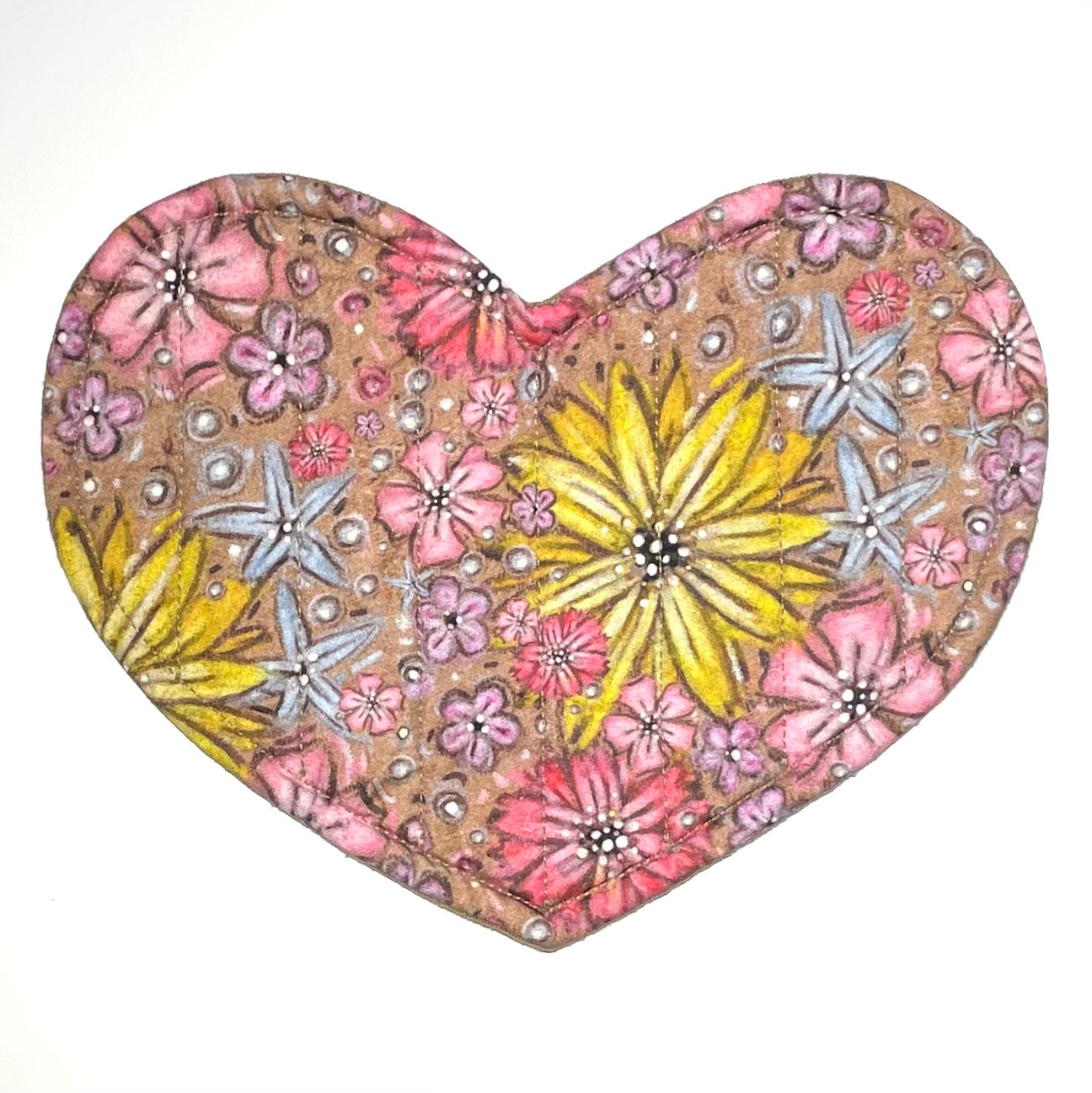 Mug Mat (Heart) "Sparkly Floral"