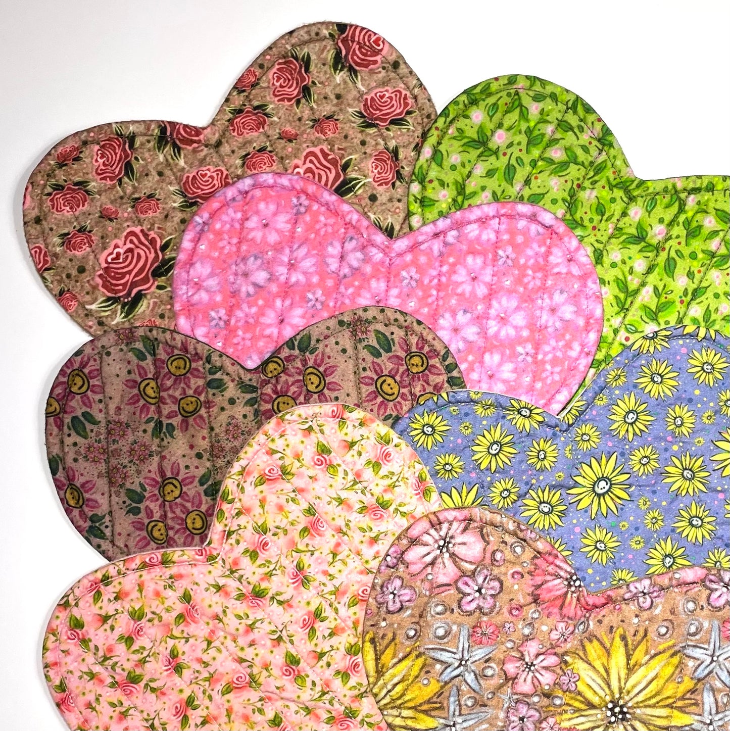 Mug Mat (Heart) "Sparkly Floral"