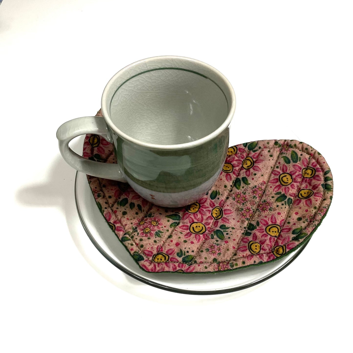 Mug Mat (Heart) "Tea Dye Daisies"