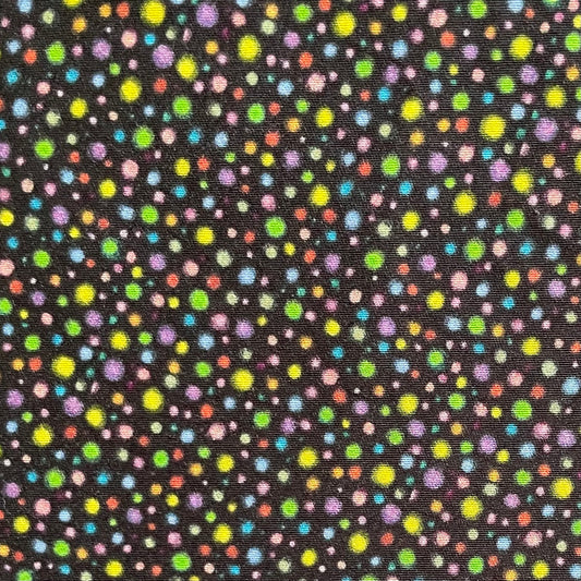 multicolored dots on black background swatch